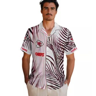 NFL Kansas City Chiefs Aloha Shirt, Tropical Palm Stripes Hawaiian Fan Apparel