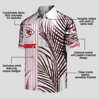NFL Kansas City Chiefs Aloha Shirt, Tropical Palm Stripes Hawaiian Fan Apparel