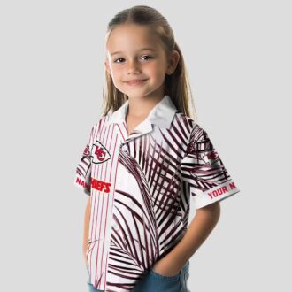 NFL Kansas City Chiefs Aloha Shirt, Tropical Palm Stripes Hawaiian Fan Apparel