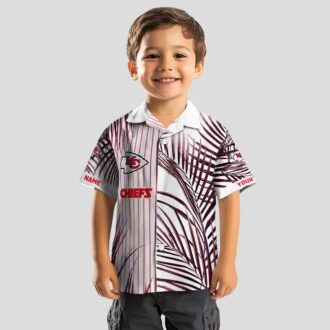 NFL Kansas City Chiefs Aloha Shirt, Tropical Palm Stripes Hawaiian Fan Apparel