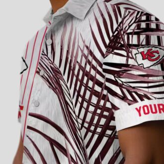 NFL Kansas City Chiefs Aloha Shirt, Tropical Palm Stripes Hawaiian Fan Apparel