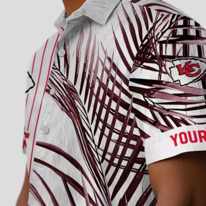 NFL Kansas City Chiefs Aloha Shirt, Tropical Palm Stripes Hawaiian Fan Apparel