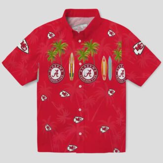 NFL Kansas City Chiefs Hawaiian Shirt, Surfboard Palm Red Summer Vacation Outfit