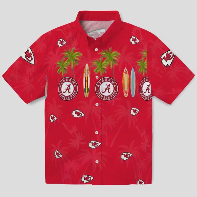 NFL Kansas City Chiefs Hawaiian Shirt, Surfboard Palm Red Summer Vacation Outfit