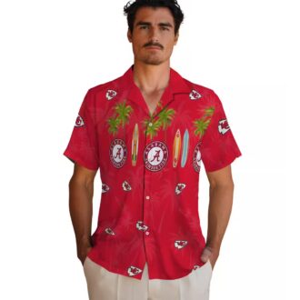 NFL Kansas City Chiefs Hawaiian Shirt, Surfboard Palm Red Summer Vacation Outfit