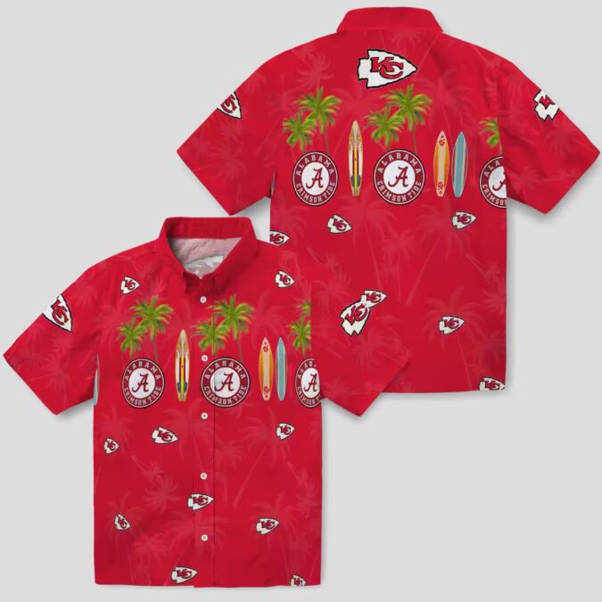 NFL Kansas City Chiefs Hawaiian Shirt, Surfboard Palm Red Summer Vacation Outfit