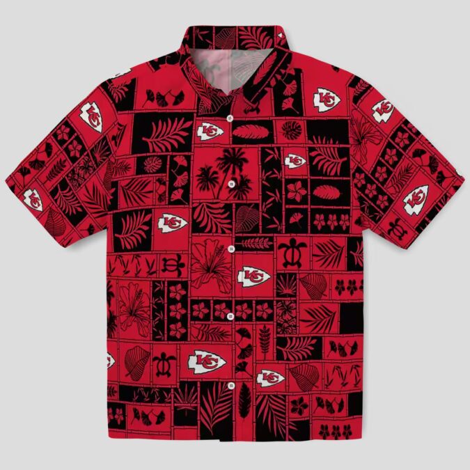 NFL Kansas City Chiefs Patchwork Hawaiian Shirt, Summer Beach Outfit for Football Fans