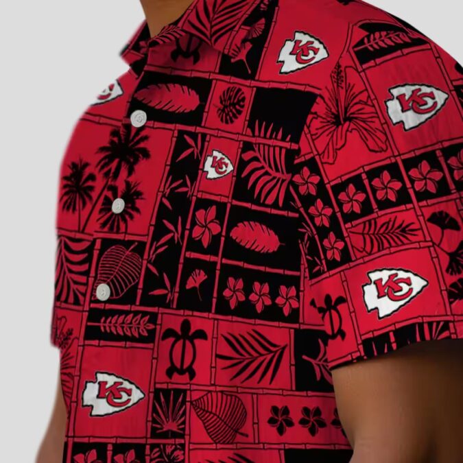 NFL Kansas City Chiefs Patchwork Hawaiian Shirt, Summer Beach Outfit for Football Fans
