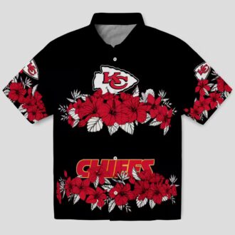 Red Black Kansas City Chiefs Hawaiian Shirt, Hibiscus Stripe Summer Fan Gift
