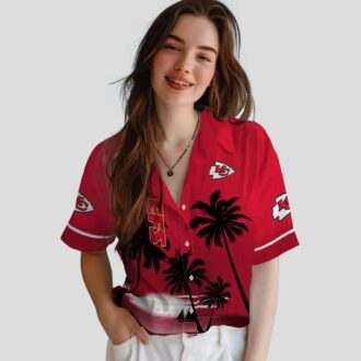 Red Black Kansas City Chiefs Sunset Hawaiian Shirt, Summer Palm Beach Outfit
