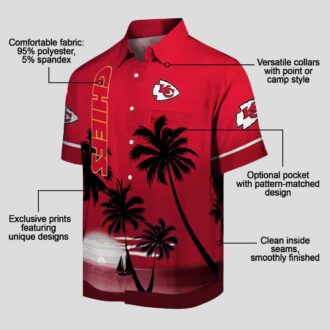 Red Black Kansas City Chiefs Sunset Hawaiian Shirt, Summer Palm Beach Outfit