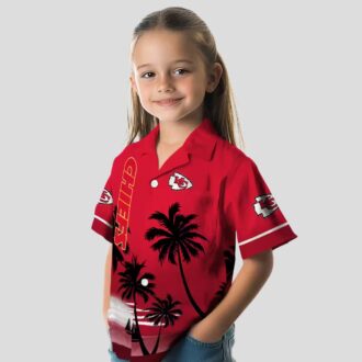 Red Black Kansas City Chiefs Sunset Hawaiian Shirt, Summer Palm Beach Outfit