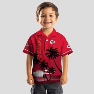 Red Black Kansas City Chiefs Sunset Hawaiian Shirt, Summer Palm Beach Outfit