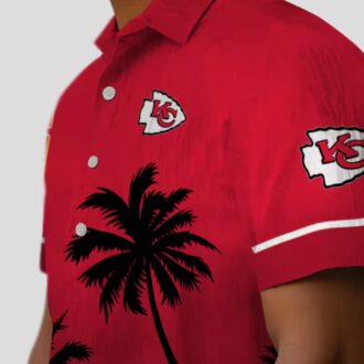 Red Black Kansas City Chiefs Sunset Hawaiian Shirt, Summer Palm Beach Outfit