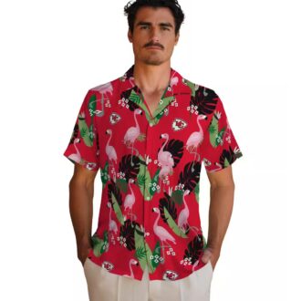Red Kansas City Chiefs Flamingo Leaf Hawaiian Shirt, Summer NFL Fan Apparel