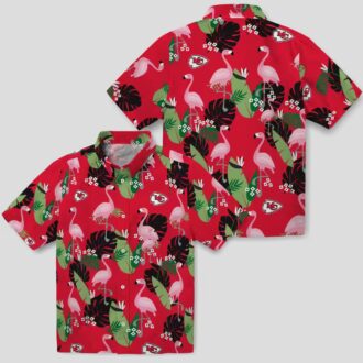 Red Kansas City Chiefs Flamingo Leaf Hawaiian Shirt, Summer NFL Fan Apparel