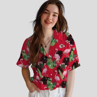 Red Kansas City Chiefs Flamingo Leaf Hawaiian Shirt, Summer NFL Fan Apparel