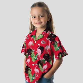 Red Kansas City Chiefs Flamingo Leaf Hawaiian Shirt, Summer NFL Fan Apparel