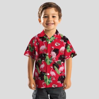 Red Kansas City Chiefs Flamingo Leaf Hawaiian Shirt, Summer NFL Fan Apparel