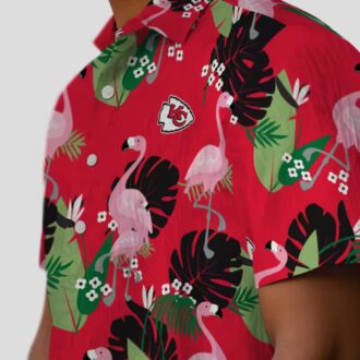 Red Kansas City Chiefs Flamingo Leaf Hawaiian Shirt, Summer NFL Fan Apparel