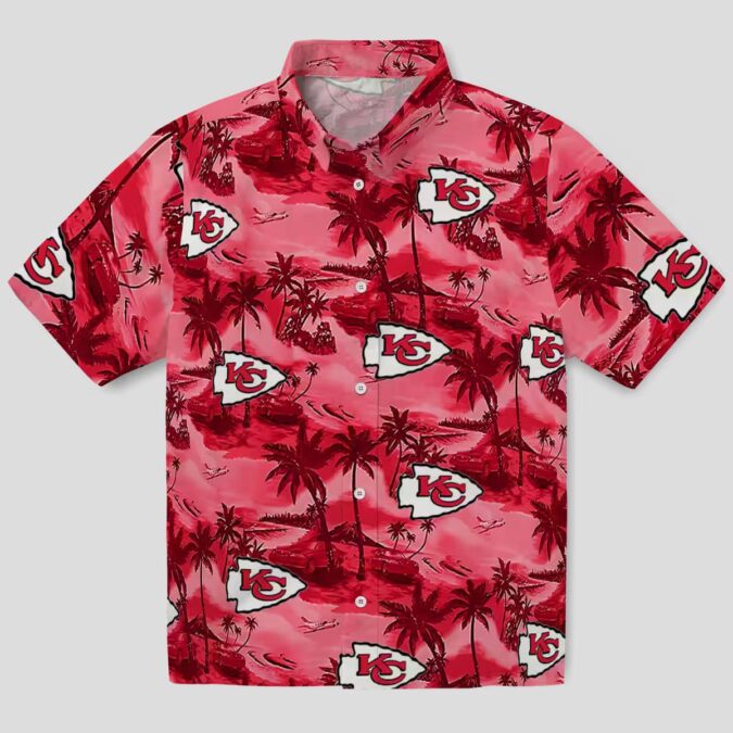 Women's Kansas City Chiefs Game Day Hawaiian Shirt – Red Coastal Palms Tropical Style