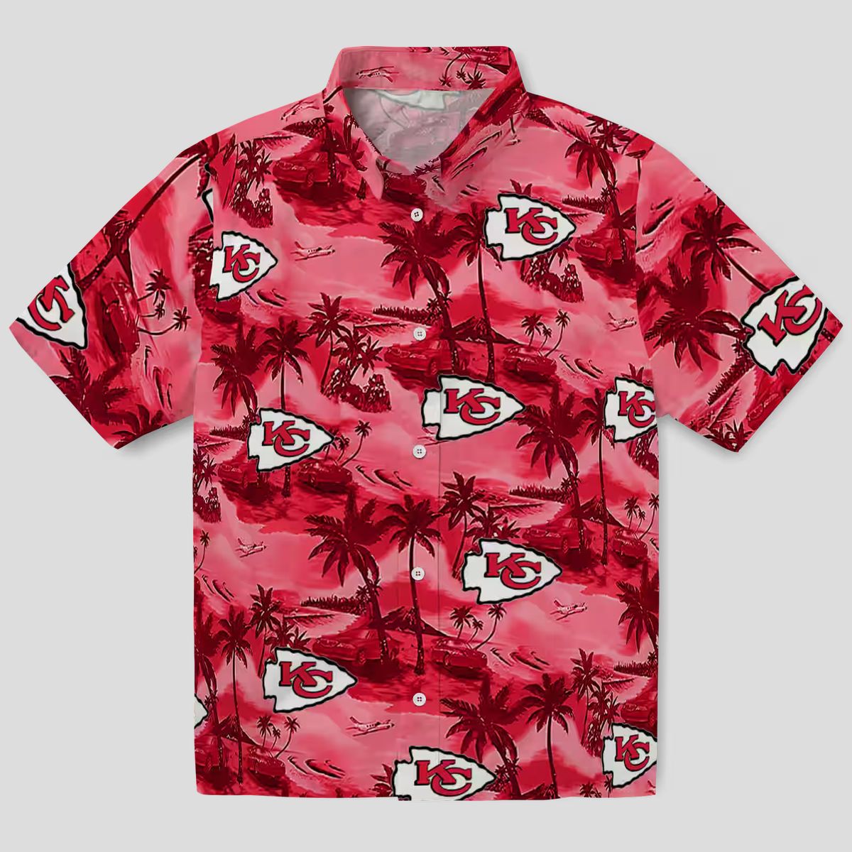 Women's Kansas City Chiefs Game Day Hawaiian Shirt – Red Coastal Palms Tropical Style