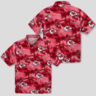 Women's Kansas City Chiefs Game Day Hawaiian Shirt – Red Coastal Palms Tropical Style