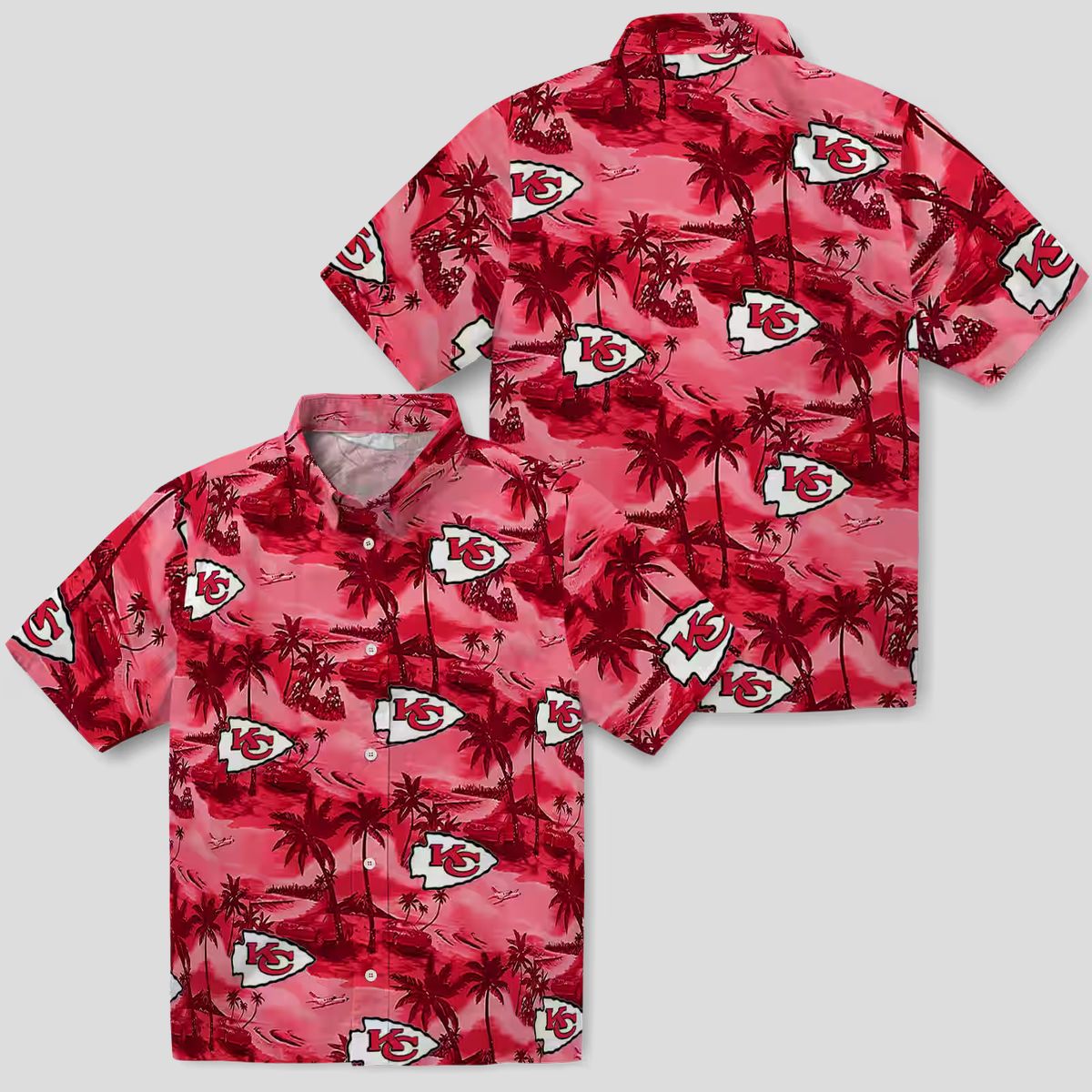 Women's Kansas City Chiefs Game Day Hawaiian Shirt – Red Coastal Palms Tropical Style