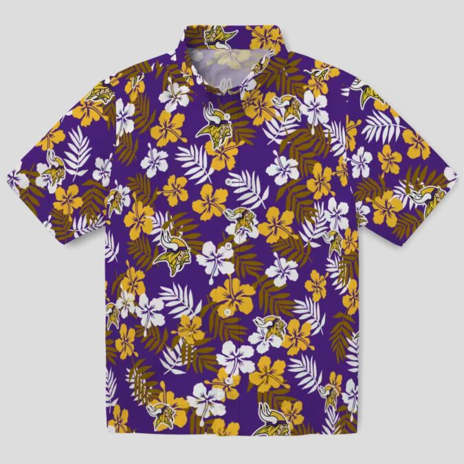 Best Minnesota Vikings Purple Hawaiian Shirt, NFL Tropical Floral Shirt for Summer