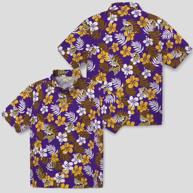 Best Minnesota Vikings Purple Hawaiian Shirt, NFL Tropical Floral Shirt for Summer