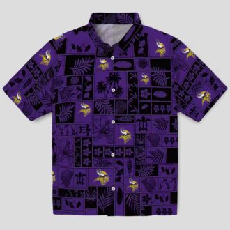 Buy Minnesota Vikings Hawaiian Shirt, Purple & Black Tropical Patchwork NFL Outfit