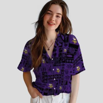 Buy Minnesota Vikings Hawaiian Shirt, Purple & Black Tropical Patchwork NFL Outfit