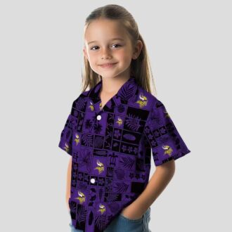 Buy Minnesota Vikings Hawaiian Shirt, Purple & Black Tropical Patchwork NFL Outfit