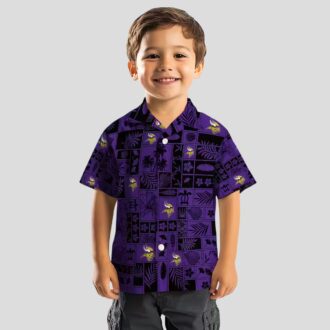 Buy Minnesota Vikings Hawaiian Shirt, Purple & Black Tropical Patchwork NFL Outfit