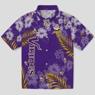 Buy Minnesota Vikings Hibiscus Hawaiian Shirt, Purple Aloha Party Tailgate Apparel