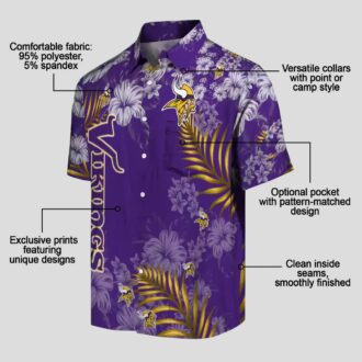 Buy Minnesota Vikings Hibiscus Hawaiian Shirt, Purple Aloha Party Tailgate Apparel