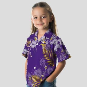 Buy Minnesota Vikings Hibiscus Hawaiian Shirt, Purple Aloha Party Tailgate Apparel