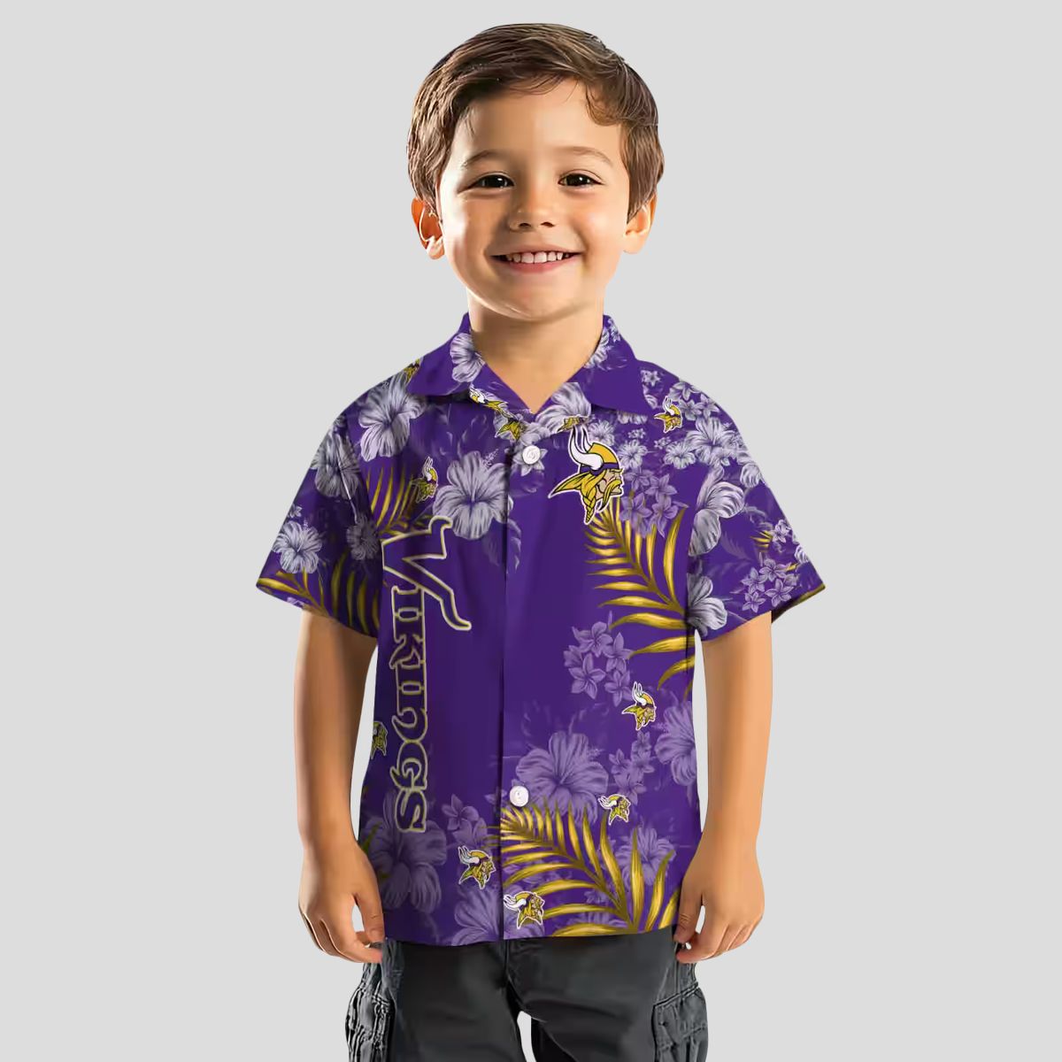 Buy Minnesota Vikings Hibiscus Hawaiian Shirt, Purple Aloha Party Tailgate Apparel