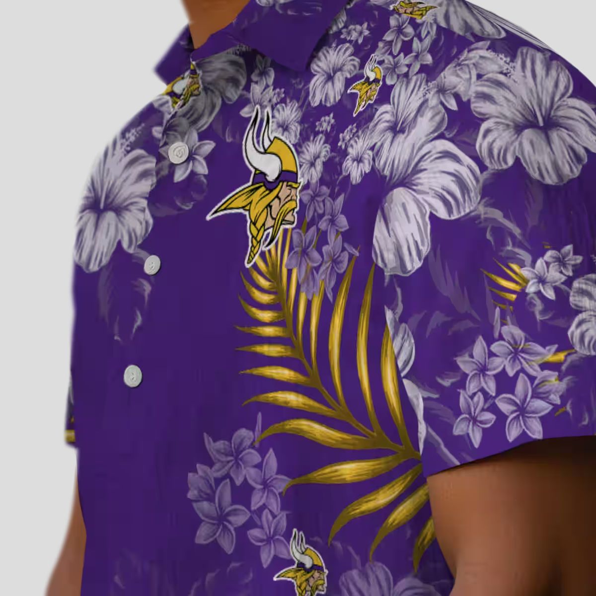 Buy Minnesota Vikings Hibiscus Hawaiian Shirt, Purple Aloha Party Tailgate Apparel
