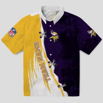 Custom Minnesota Vikings Edgy Streaks Hawaiian Shirt, Purple White NFL Summer Outfit