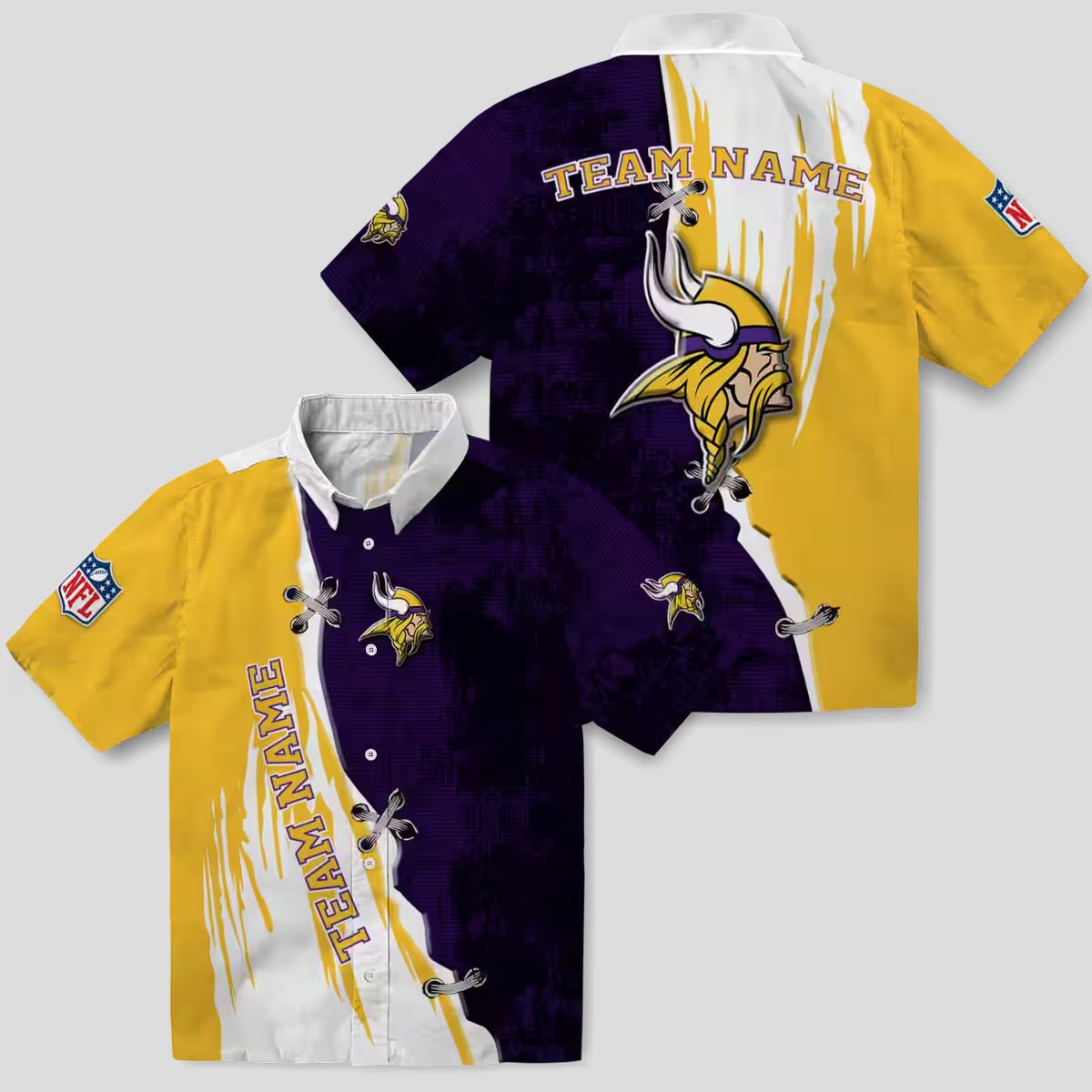 Custom Minnesota Vikings Edgy Streaks Hawaiian Shirt, Purple White NFL Summer Outfit