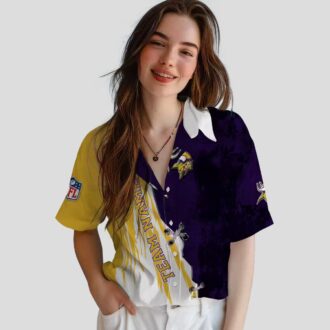 Custom Minnesota Vikings Edgy Streaks Hawaiian Shirt, Purple White NFL Summer Outfit