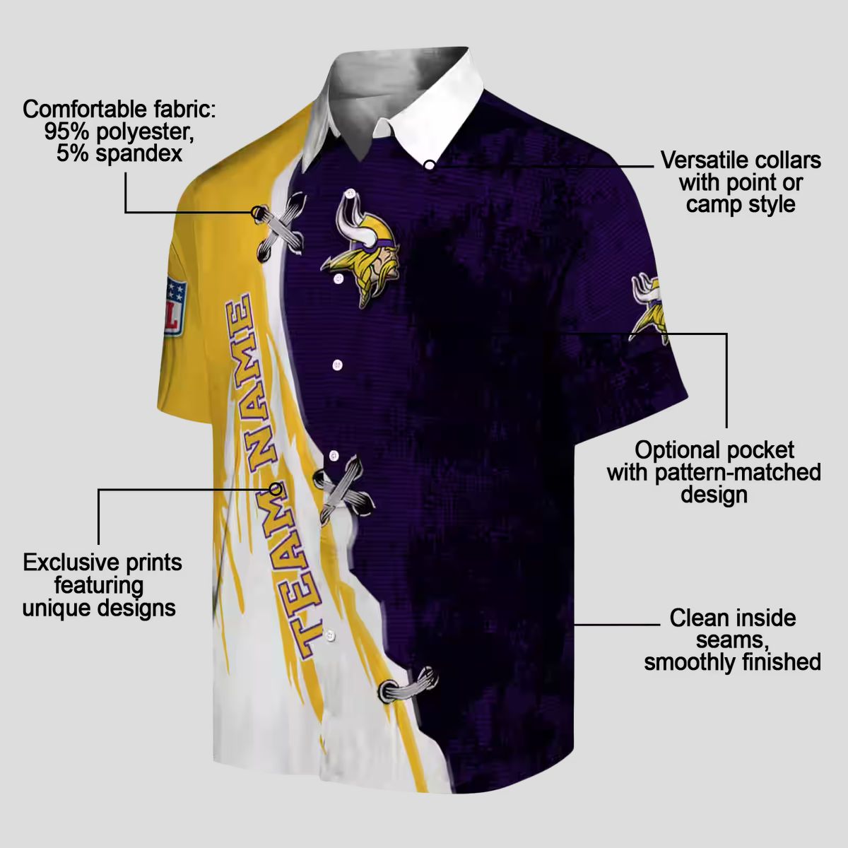 Custom Minnesota Vikings Edgy Streaks Hawaiian Shirt, Purple White NFL Summer Outfit