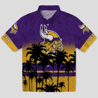 Custom Minnesota Vikings Hawaiian Shirt, Purple Black Sunset NFL Fan Apparel