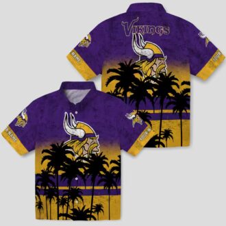 Custom Minnesota Vikings Hawaiian Shirt, Purple Black Sunset NFL Fan Apparel