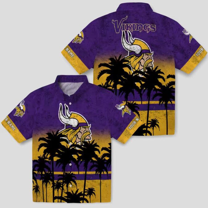 Custom Minnesota Vikings Hawaiian Shirt, Purple Black Sunset NFL Fan Apparel