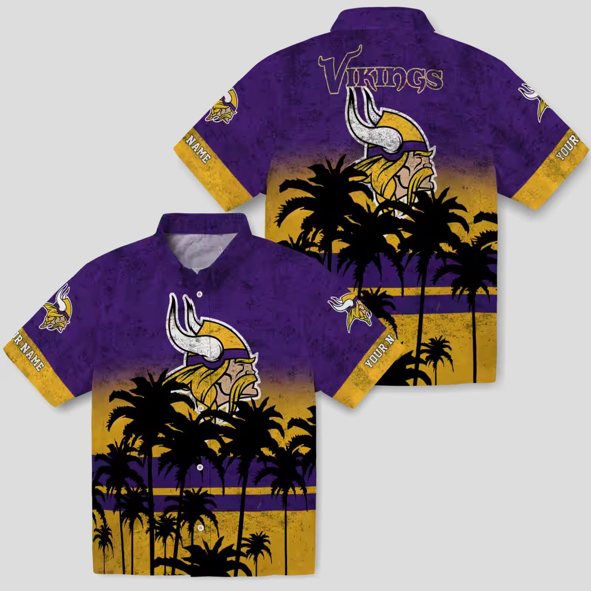 Custom Minnesota Vikings Hawaiian Shirt, Purple Black Sunset NFL Fan Apparel