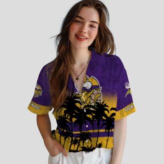 Custom Minnesota Vikings Hawaiian Shirt, Purple Black Sunset NFL Fan Apparel