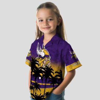 Custom Minnesota Vikings Hawaiian Shirt, Purple Black Sunset NFL Fan Apparel