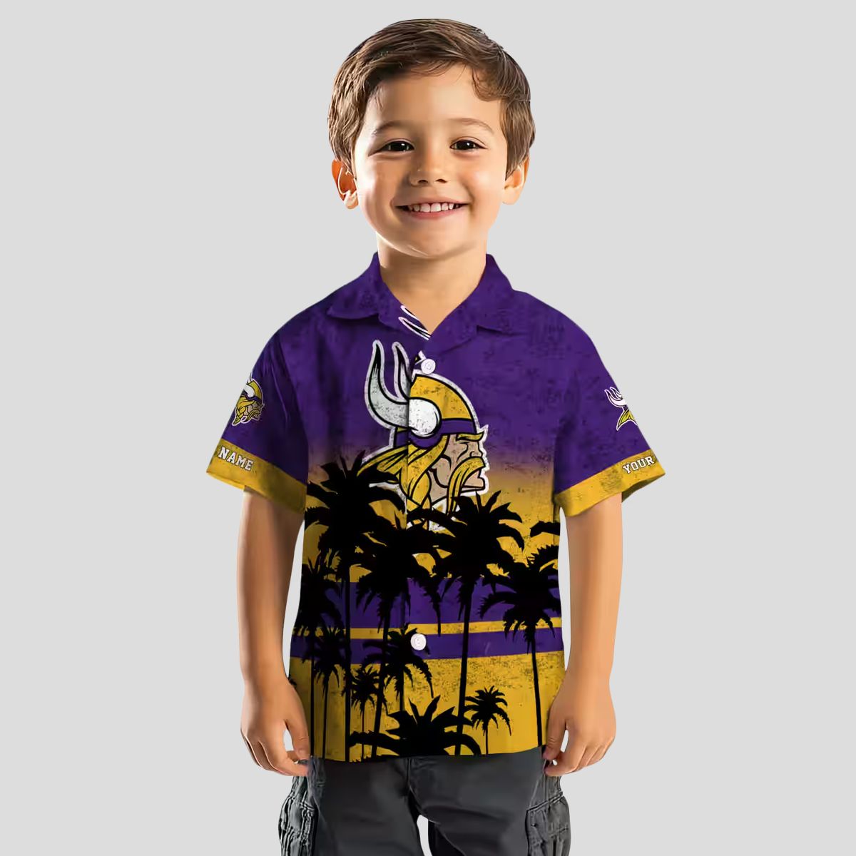Custom Minnesota Vikings Hawaiian Shirt, Purple Black Sunset NFL Fan Apparel